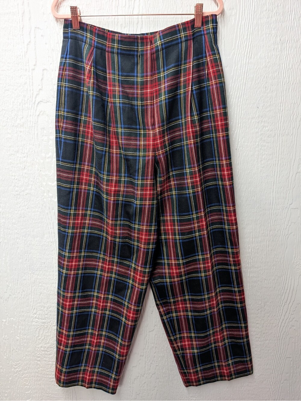 Vtg Liz Claiborne Red Plaid Wool Tartan Pants Preppy Punk Academia Women's 12
